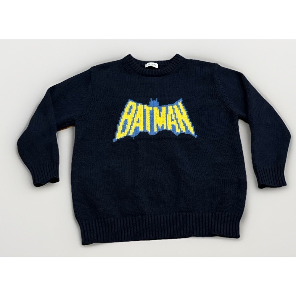 Lanvin Paris Batman Logo Chunky Knit  Sweater XL Jacket Italy Limited Rare